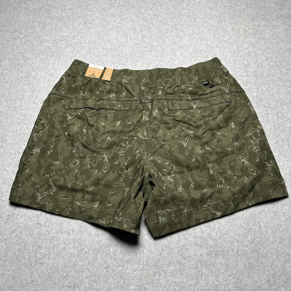 Prana Halle E-Waist Short II Evergreen Camo Green Hiking Outdoor Shorts Size 14 - Picture 2 of 5